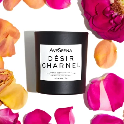 Desir Charnel Wellness Candle with saffron, neroli, jasmine, and deep woody base notes. Free US shipping