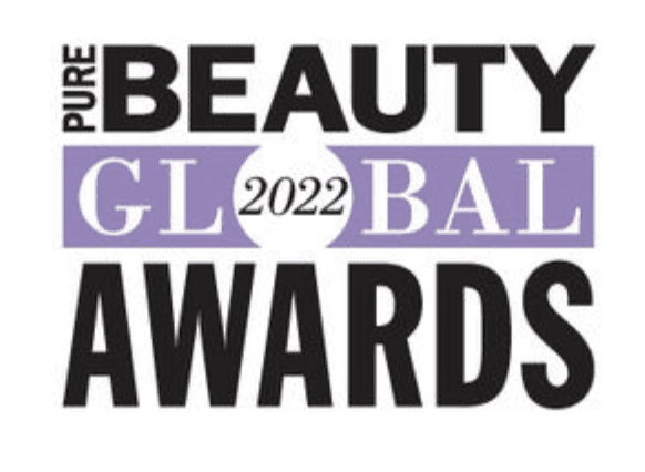Pure Beauty Global Awards 2022 logo, highlighting AveSeena's recognition in the beauty industry.