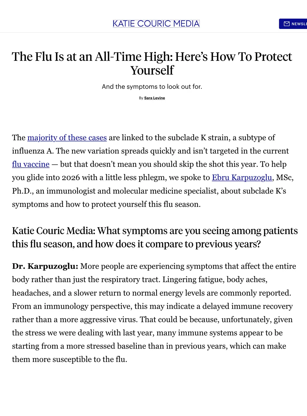 Press aveseena 2025 Katie couric media karpuzoglu What are the early flu symptoms of 2026? Here's what subclade K influenza feels like and when to see a doctor. katie couric media ebru karpuzoglu immunology