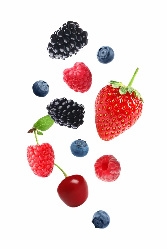 Colorful polyphenol-rich berries, nuts, and anti-inflammatory foods