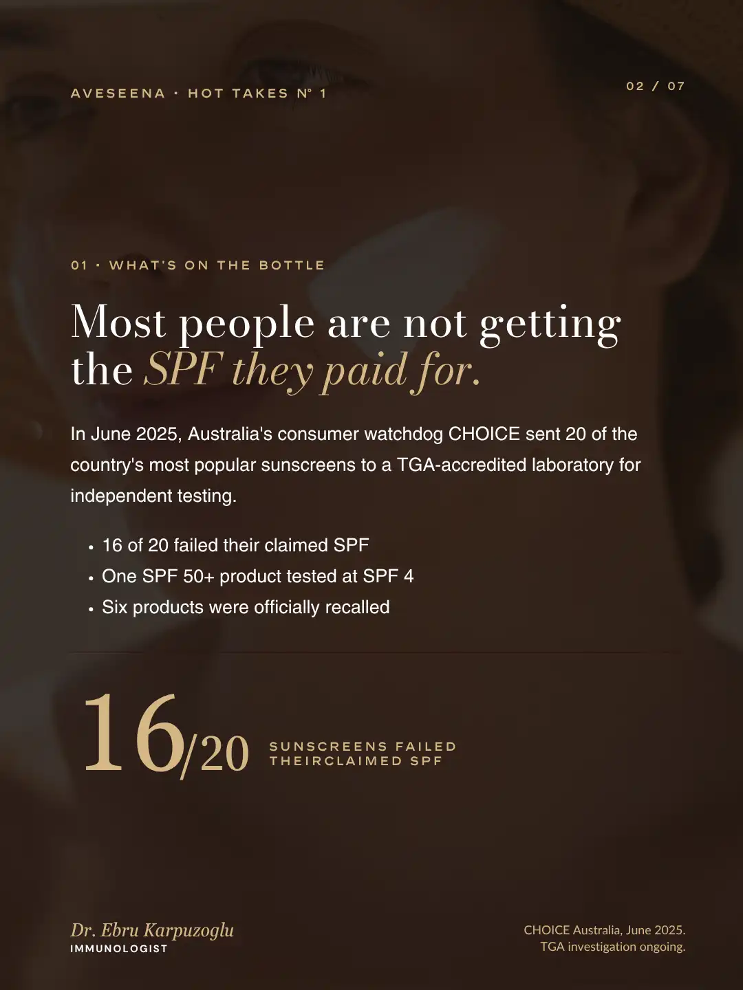 AveSeena editorial image on sunscreen SPF lab testing