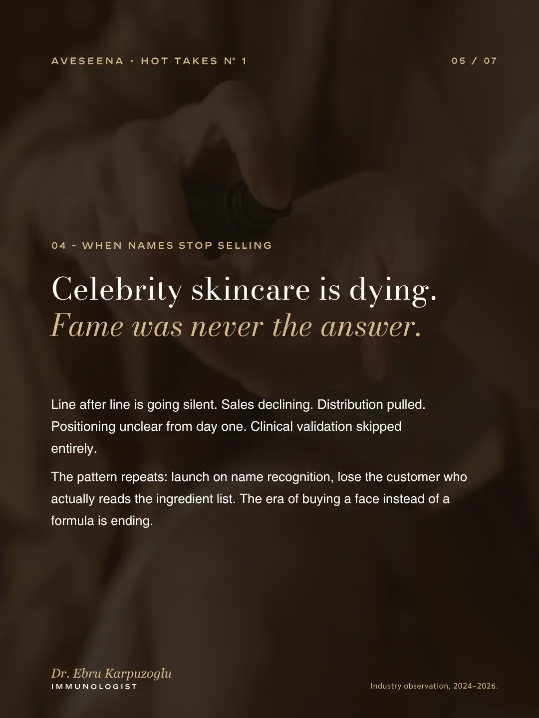 AveSeena editorial image on celebrity skincare brand decline