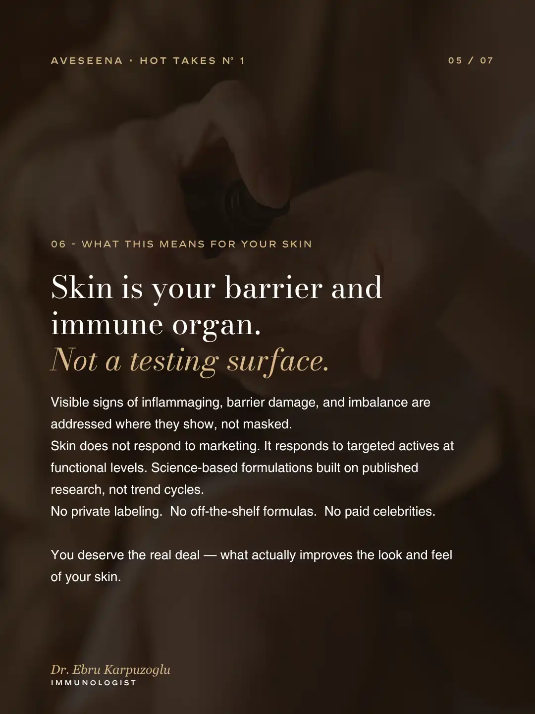 AveSeena editorial image on skin as the body's immune organ