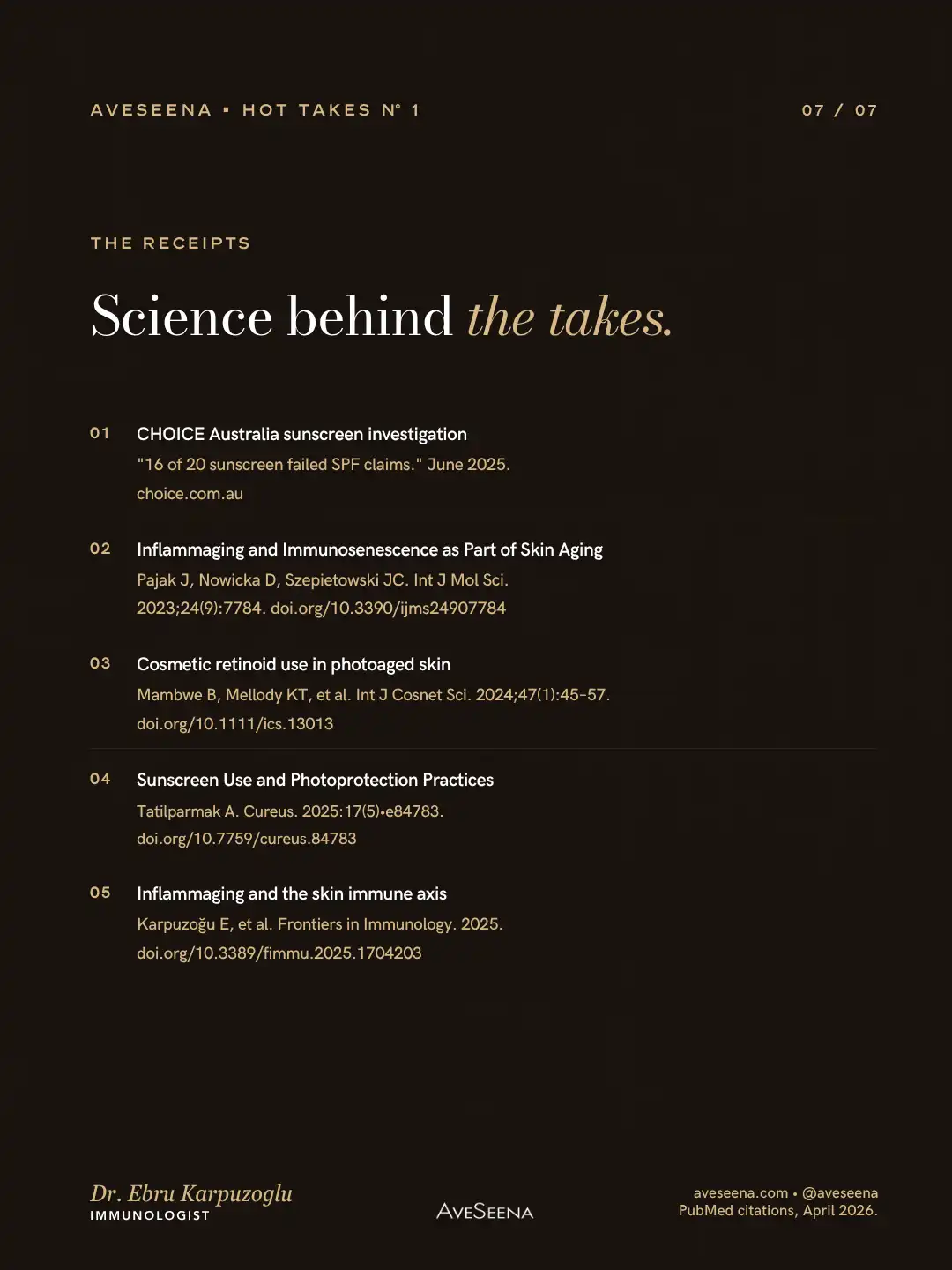 AveSeena Hot Takes scientific references summary